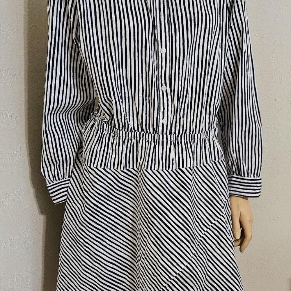 Lane Bryant 22 women's black white stripe shirt dress no belt button front